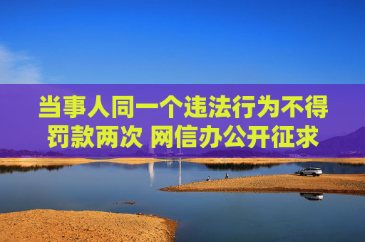 当事人同一个违法行为不得罚款两次 网信办公开征求意见