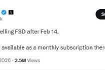 马斯克：特斯拉将于2月14日后停止销售FSD