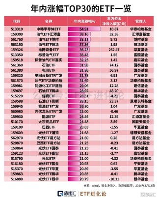 年内中韩半导体ETF、油气ETF领涨，资金净流入电网设备ETF、黄金ETF、卫星ETF、化工ETF、恒生科技ETF