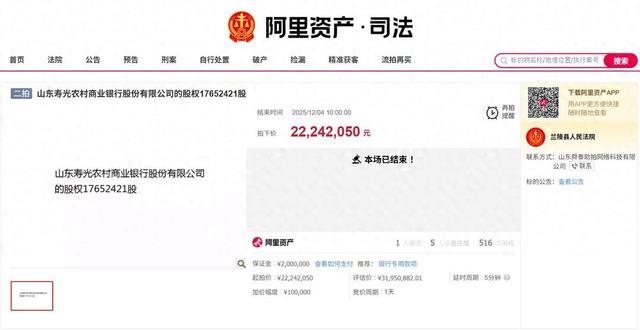 寿光农商银行1765万股二拍,兰陵国资底价接盘 第1张 寿光农商银行1765万股二拍,兰陵国资底价接盘 第1张