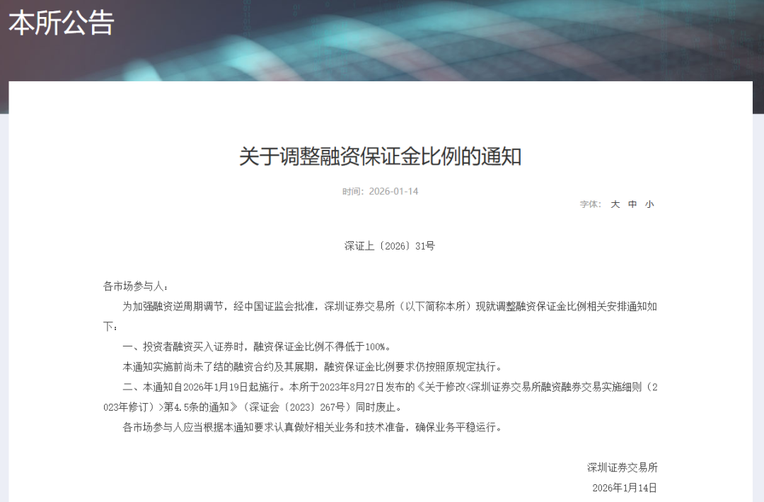 沪深北交易所：融资保证金比例从80%提高至100%  第1张