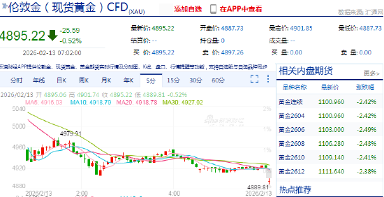 快讯：现货黄金低开30美元 失守4900美元/盎司  第3张